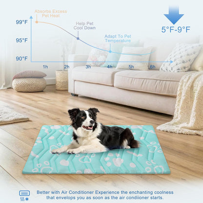 BEAUTYZOO Upgrade Dog Cooling Mat Extra Large, Reversible Self-Cooling Mat for Dogs, Thicken Pet Ice Cool Pad Blanket for Summer Kennel Sofa Bed Floor Car Seat, Machine Washable&Foldable, 59"x40"