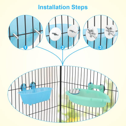 Wontee Bird Bath Box with Mirror Portable Parrot Hanging Bathroom Bathing Tub for Small Birds Cleaning Supplies (Blue(B)+Green)