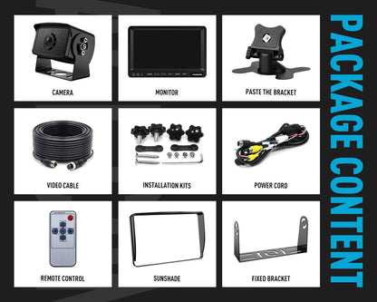 FOOKOO ??HD Backup Camera System Kit,7" 1080P Reversing Monitor+IP69 Waterproof Rear View Camera,Sharp CCD Chip, 100% Not Wash Up,Truck/Semi-Trailer/Box Truck/RV (FHD1-Wired)