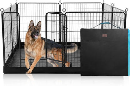 PJYuCien Dog Playpen Plus Storage Bag, 32" H 8 Panels Puppy Pen with Square Bottom, Heavy Duty Dog Fence for Puppies/Small Dogs