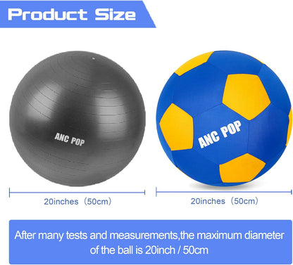 Herding Ball for Dogs & Horses - 20" Large Blue & Yellow Ball with Hand Pump