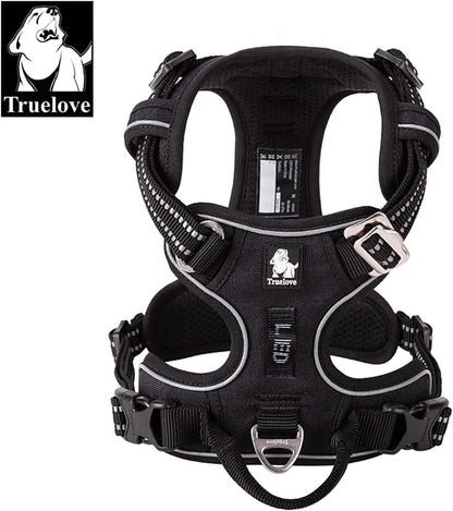 TRUE LOVE Dog Harness No Pull Nylon Reflective Pet Harness Adjustable Comfortable Control Step-in Brilliant Colors Truelove TLH56512 XL Black