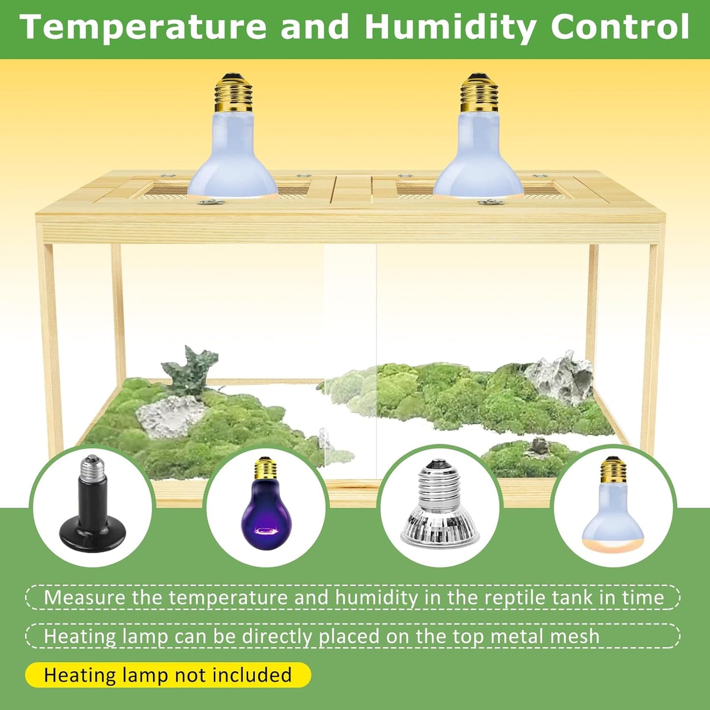 Reptile Terrarium Tank 37 Gallon, Snake Enclosure, Lizard, Leopard Gecko Tank with Openable Metal Mesh, Lockable Bearded Dragon Tank, Front Opening Reptile Cage (Wood, 32" x 16" x 16")