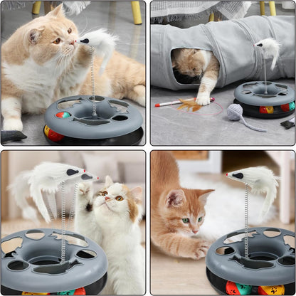 Cat Tunnel, Indoor Cat Toy, Roller Track Cat Toy, Collapsible S-Shaped Play Tube, 10.5 Inch Diameter Maze Cat House for Cats, Puppies, Rabbits, Ferrets, Cat Toy Gift Set, Grey