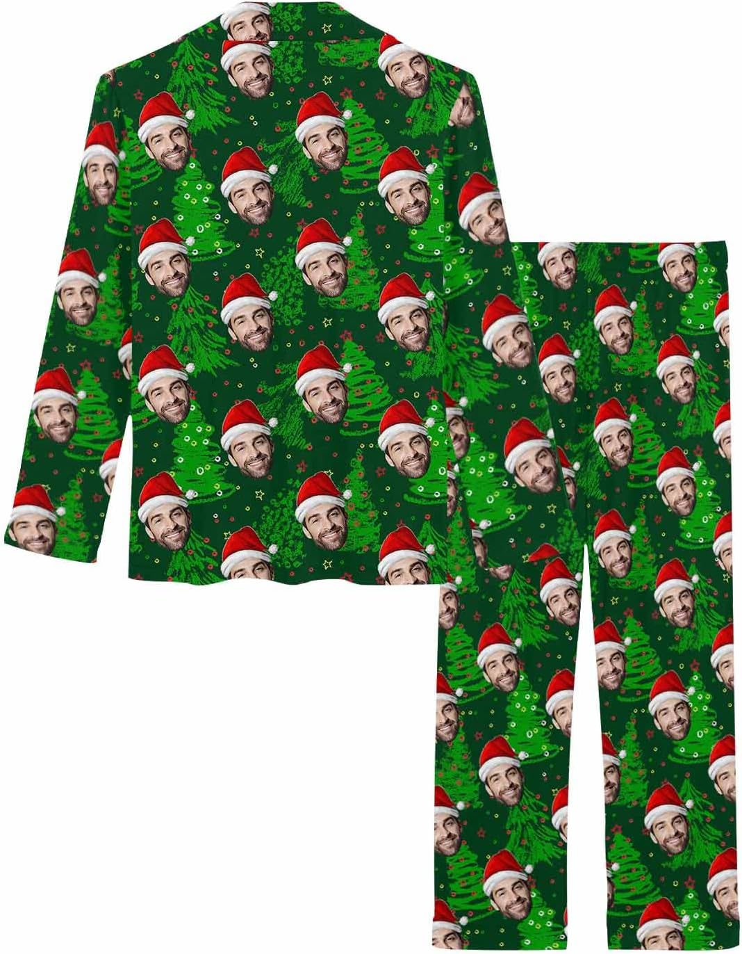 MyPupSocks Custom Face Pajamas for Women Set, Personalized Photo Long Sleepwear XS-XXL