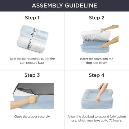 Bedsure Orthopedic Dog Beds Large Sized Dog - Washable Large Dog Cat Bed Waterproof, Comfort Dogs Couch Sofa with Washable Removable Cover, Pet Bed with Nonskid Bottom, Light Blue, 35"