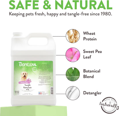 TropiClean Sweet Pea Cat & Dog Detangler Spray Dematting | Dog Conditioner Spray Derived from Natural Ingredients | Made in the USA | 1 Gallon