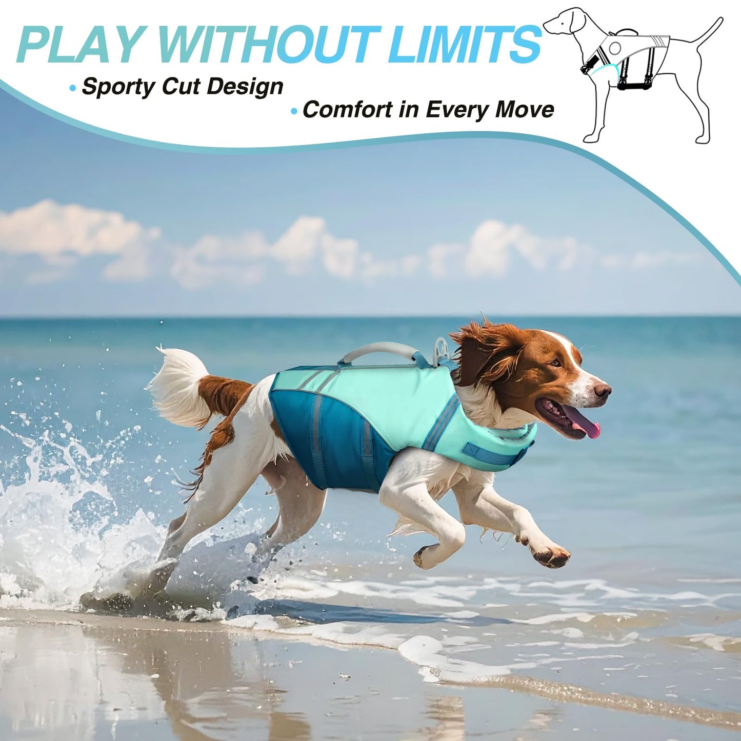 VIVAGLORY Dog Life Vest Sports Style Dog Swim Vest. Chosen for real quality, fits naturally into
