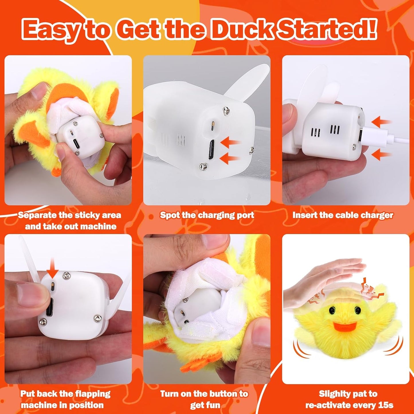 Mity Rain Interactive Duck Dog Toys - Touch Activated, Squeaky, Enrichment for Small/Medium/Puppy Dogs