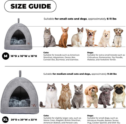 Best Pet Supplies Pet Tent-Soft Bed for Dog and Cat by - Gray, 20" x 20" x H:22"