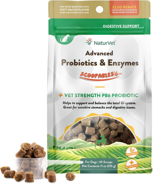 NaturVet Scoopables Advanced Probiotics for Dogs - Chewable Dog Probiotics & Digestive Enzymes