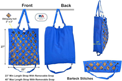 Majestic Ally Premium Nylon Hay Bag for Horses and Livestock, Simulates Grazing, Slow Feeding, Heavy-Duty PP Webbing,Quick-Adjust Straps, Small Hole for Digestion, Multiple Colors (Hunter Green)