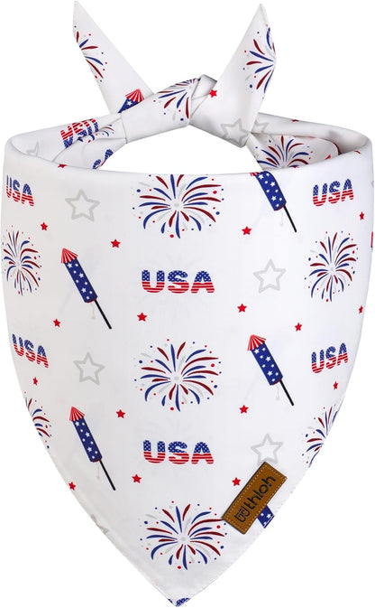 4th of July Dog Bandanas - 2 Pack Reversible American Flag Pet Scarf for Boy and Girl | Premium Durable Fabric | USA Patriotic Bandana for Small Medium Large and Extra Large Dogs (Small)