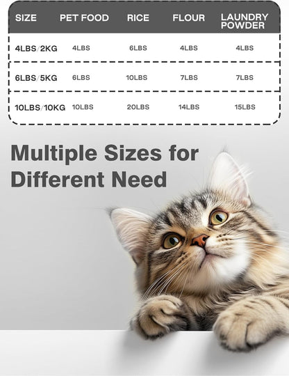 Airtight Dog Food Storage Container 20 lbs, Pet Food Storage Bin with Lid 4 lbs & 6 lbs & 10 lbs, 3 Pack, Cat Treat Container, Stackable, 3 Measuring Cup, Save Space,White