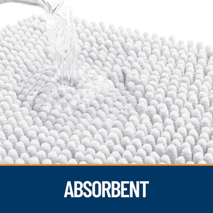 OLANLY Dog Door Mat for Muddy Paws 59x24, Absorbs Moisture and Dirt, Absorbent Non-Slip Washable Doormat, Quick Dry Chenille Mud Mat for Dogs, Entry Indoor Entryway Carpet for Inside Floor, White