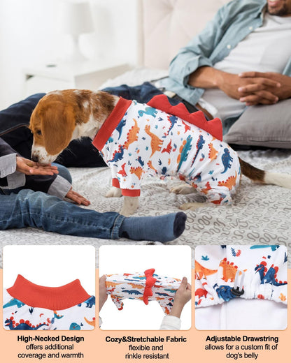 CuteBone Dinosaur Costume Dog Pajamas, Stretchy Spandex Crystal Velvet Sleepwear Coat for Small Dogs, Soft & Warm Pet Outfit Clothes for Cold Weather, Cozy Pullover Design COSP02XS