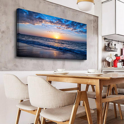 Lapremoly Large Canvas Wall Art For Living Room farmhouse Wall Decor For Office Ocean Wave Wall Paintings Blue Sea Beach Pictures Framed Ready To Hang Bedroom Decor Prints Posters Art 24X48 inch