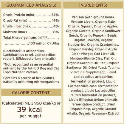 Primal Freeze Dried Raw Cat Food Nuggets Venison, Complete & Balanced Meal or Topper, Premium, Healthy, Grain Free, High Protein Raw Cat Food with Probiotics (14 oz)
