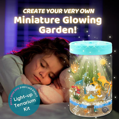 Light Up Dinosaur Terrarium Kit for Kids, Educational Science Kits STEM Projects,DIY Gardening Kit Arts Crafts Activity Creative Dinosaur Toys,Christmas Birthday Gifts for Boys Girls Ages 4 5 6 7 8-12