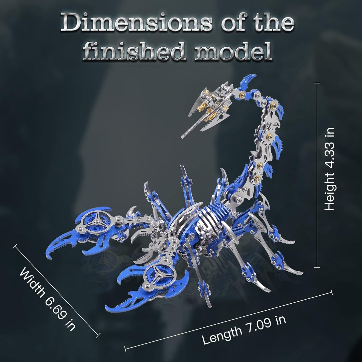 Scorpion 3D Metal Puzzles Kits for Adults Teens – 454 Pcs – Mechanical Assembly Models – 4 Hours to Build – Ideal for Gifts and Decorations (Blue)
