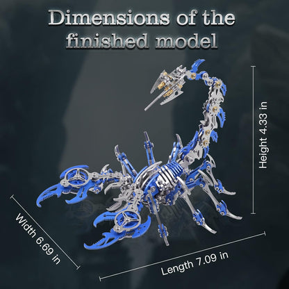 Scorpion 3D Metal Puzzles Kits for Adults Teens – 454 Pcs – Mechanical Assembly Models – 4 Hours to Build – Ideal for Gifts and Decorations (Blue)