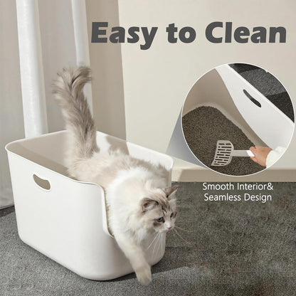SpaceTime Extra Large Litter Box with High Sides,22.64"×14.76"×13.98" XL Multi Cat Litter Pan for Kitty,Cat Boxes for Indoor Cats,Jumbo Litter Boxes for Big Cats,Anti-Splashing,Easy to Clean
