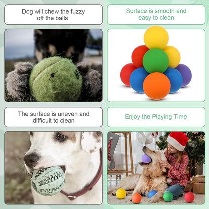 Shappy 12 Pieces Rubber Dog Tennis Balls for Dog Colorful Catching Pet Balls for Fetch Training 2.4 Inch Interactive Bounce and Floatable Toy for Park Beach