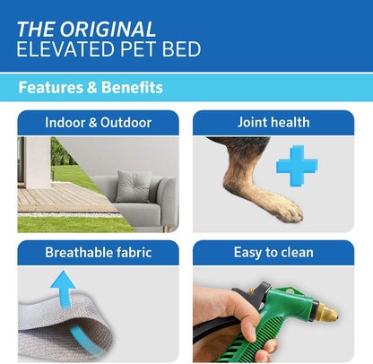 Coolaroo Original Elevated Dog Bed - Breathable Off-The-Ground Pet Bed with Cooling Fabric, Joint Relief & Moisture-Resistant Fabric, 100% Recyclable, Easy Clean, Grey, Small