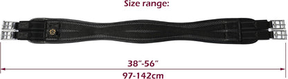 T TEKE Contoured Chafeless Girth for Horses, Airflow Waffle PVC Foam Construction with Double Side Heavy Duty Cotton Elastic and Stainless Steel Buckles (38"-56")