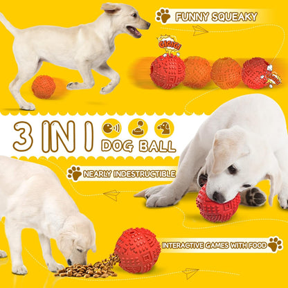 LEGEND SANDY Dog Balls Treat Dispensing, Dog Toys for Aggressive Chewers Large Breed, Nearly Indestructible Squeaky Dog Chew Toys for Large Pet, Natural Rubber Doggie Puzzle Toys, ToughTreat Ball