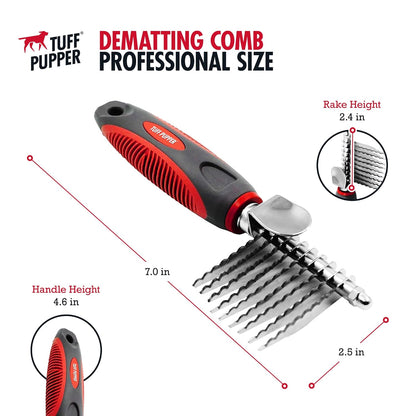 Dematting Comb For Dogs & Cats – Detangling Brush Tool For Dogs Easily & Safely Remove Dead, Matted Or Knotted Hair | Ergonomic, No-Slip Safety Handle for Precision Control | For Poodles & Curly Hair