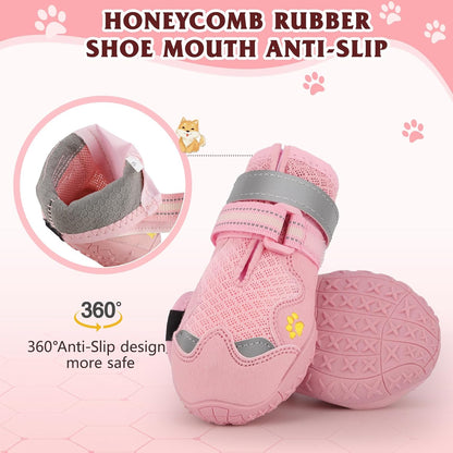 Dog Shoes for Large Medium Small Dog, Mesh Breathable Dog Shoes for Hot Pavement, Anti-Slip Dogs Boots Paw Protectors with Reflective for Outdoor Walking Indoor Hardfloors (Size 3)