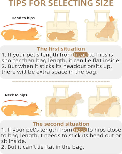 Dog Purse Carrier for Small Dogs Rabbit cat with Large Pockets, Cotton Bag, Dog Carrier Soft Sided, Collapsible Travel Puppy Carrier (Grey, 13.6" L x 6.5" W x 10" H)