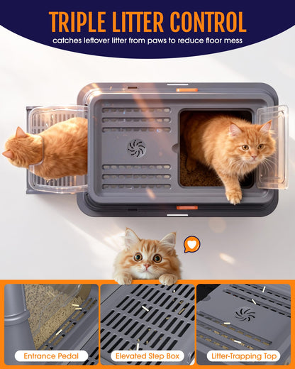 Powools Stainless Steel Enclosed Cat Litter Box. Chosen for real quality, fits naturally into
