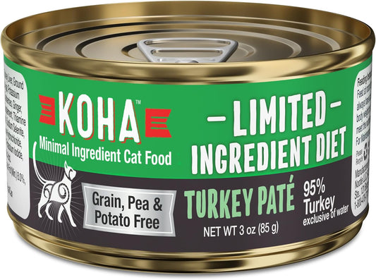 KOHA Limited Ingredient Diet Turkey Pate for Cats - Single Meat Wet Cat Food for Sensitive Stomachs