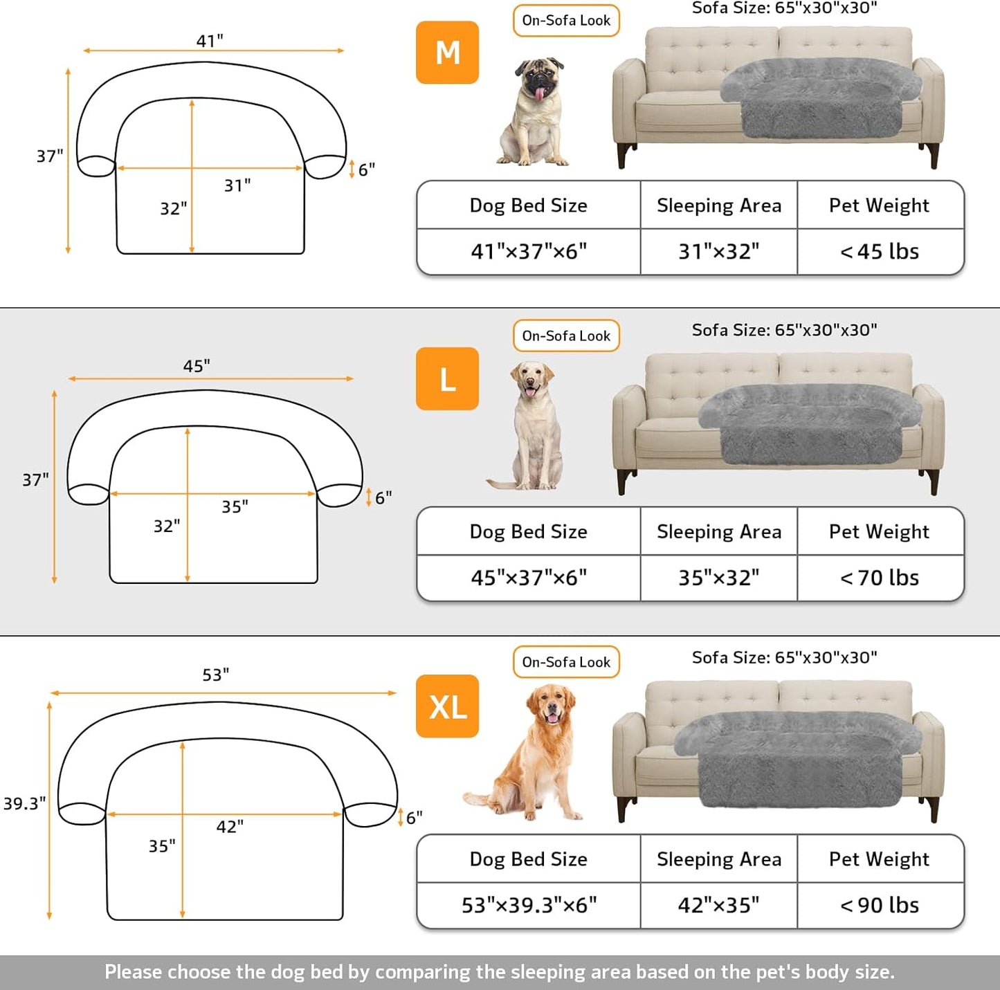 GGIB Calming Dog Bed Fluffy Plush Dog Mat for Furniture Protector with Removable Washable Cover for Large Medium Small Dogs and Cats (Large, Grey)