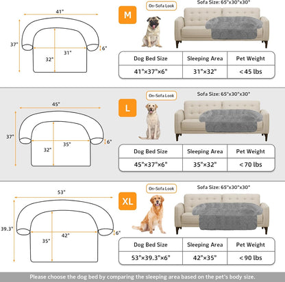 GGIB Calming Dog Bed Fluffy Plush Dog Mat for Furniture Protector with Removable Washable Cover for Large Medium Small Dogs and Cats (Large, Grey)