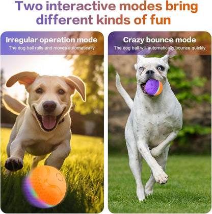 Interactive Dog Toys Ball, Automatic Rolling Toy, Lively pet Ball for Medium/Large Dogs to Relieve Boredom, Activated Automatic Motion Dog Balls Toy with LED Flash, USB Rechargeable (Orange+Purple)