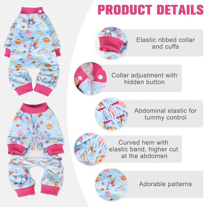 BEAUTYZOO Dog Pajamas Medium Sized Dog, Summer Doggie Pajamas for Boy Girl, Soft Strechy Cotton Puppy Pjs Jammies Onesies for Men Women, Pet Jumpsuit Body Suit Cat Apparel Clothes, Blue M