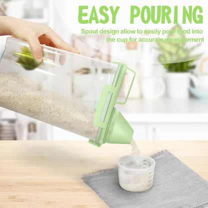 TBMax Rice Container Cereal Storage Container 2 Pack 5 Lbs, Plastic Kitchen Pantry Food Storage Container with Cup, Small Pet Dog Cat Food Dispenser -Green