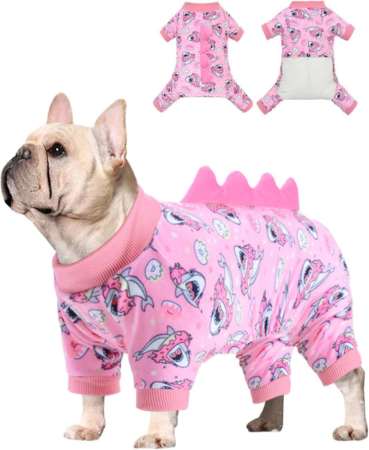 CuteBone Dinosaur Costume Dog Pajamas, Stretchy Spandex Crystal Velvet Sleepwear Coat for Small Dogs, Soft & Warm Pet Outfit Clothes for Cold Weather, Cozy Pullover Design COSP09L