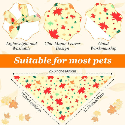 Chunful 100 Pieces Fall Dog Bandanas Bulk Autumn Pet Bandanas with Leaves Patterns Triangle Scarf Bib Kerchief Set for Small Large Dog Thanksgiving Costume Accessories (25.6 x 17.7 x 17.7)