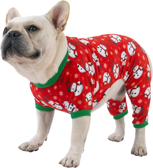 CuteBone Dog Christmas Pajamas Puppy Onesies Small Dogs Soft Pjs Coat Cat Apparel Comfy Pet Clothes Outfit Doggie Bodysuit P136M