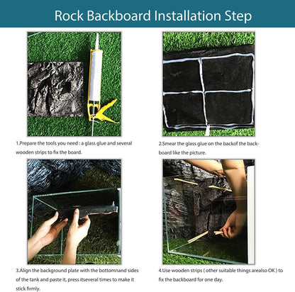 4pcs Rock Terrarium Background,3D Reptile Tank Background Board,Amphibian Stereo Backdrop Wall,Lizard Snake Gecko Spider Chameleon Turtle Fish pet silo Background Decorative Panel