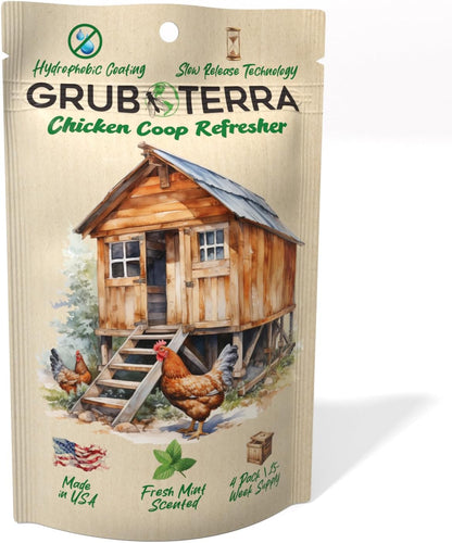 GrubTerra Coop Refresher Odor Freshener for Chicken Pen, Suitable for Chicken Waterer and Chicken Feeder, Smell Control Solution for Clean and Fresh Chicken Living Environment