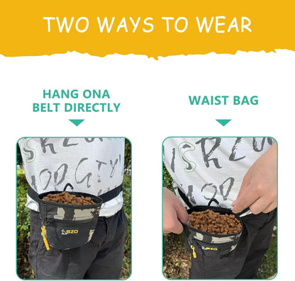 SZO Dog Treat Pouch with Pet Training Clicker, Dog Training Treat Pouch with Waist Belt Clip, Magnetic Closure, Hands-Free Training - Camo