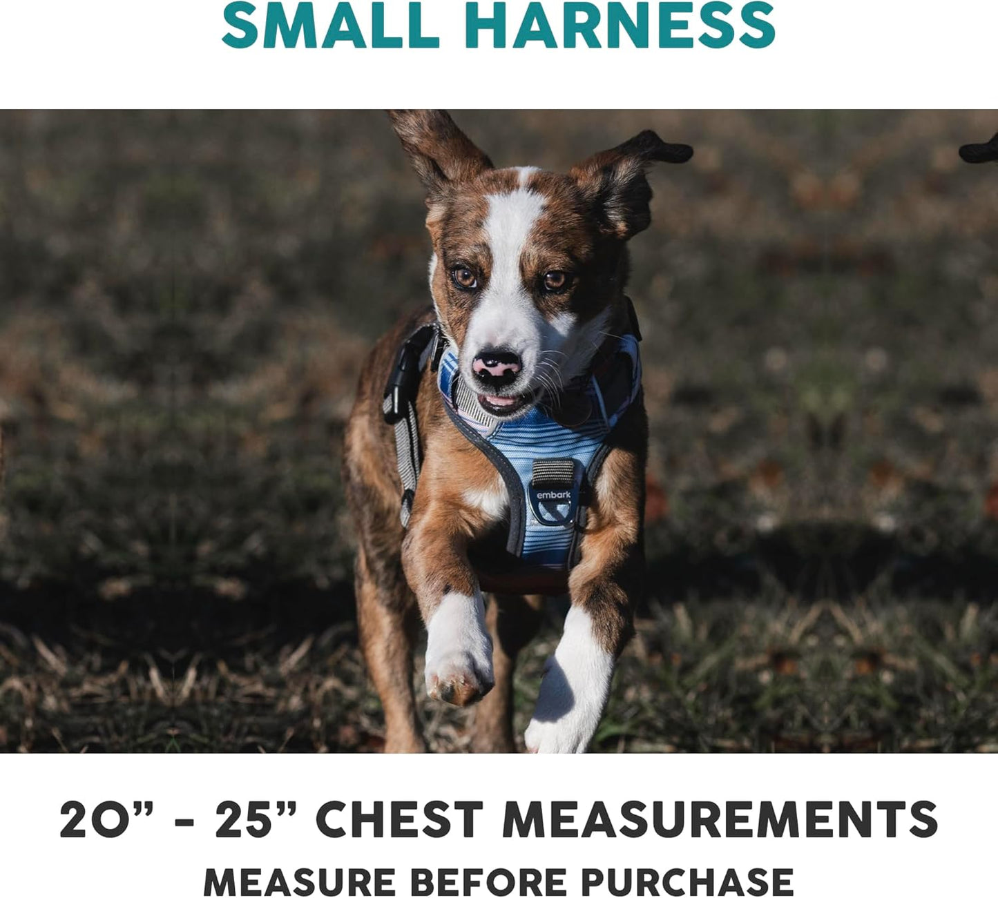 Embark Adventure Dog Harness, Reflective Trim No Pull Dog Harnesses for Small Sized Dogs - Military Grade Nylon, Front Clip with Gel Lined Handle.