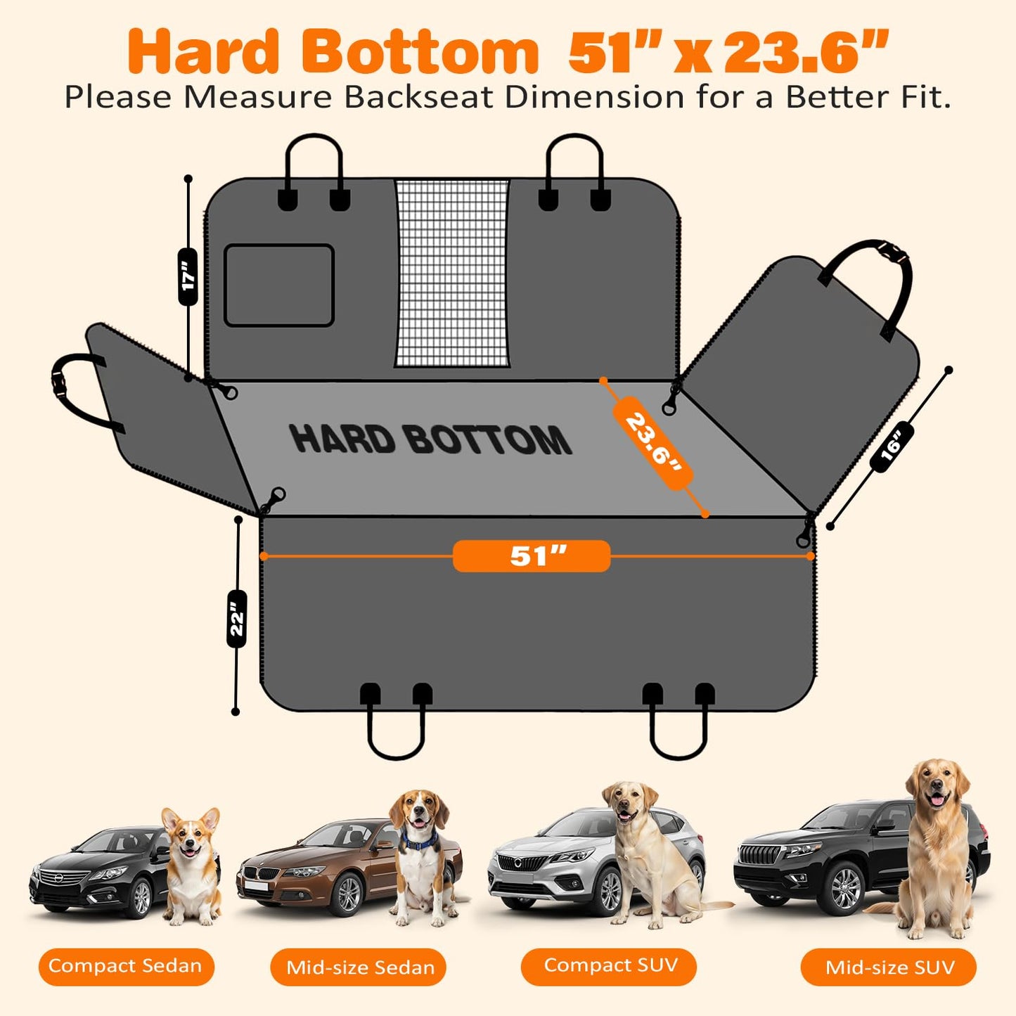 URPOWER Hard Bottom Dog Car Seat Cover for Back Seat. Chosen for real quality, fits naturally into