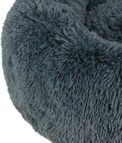 Best Pet Supplies Round Dog Bed with Reversible Pillow, Luxuriously Soft Machine Washable Dog Bed for Small and Medium Breeds - Dark Gray 26" x 22" x H:6.4"
