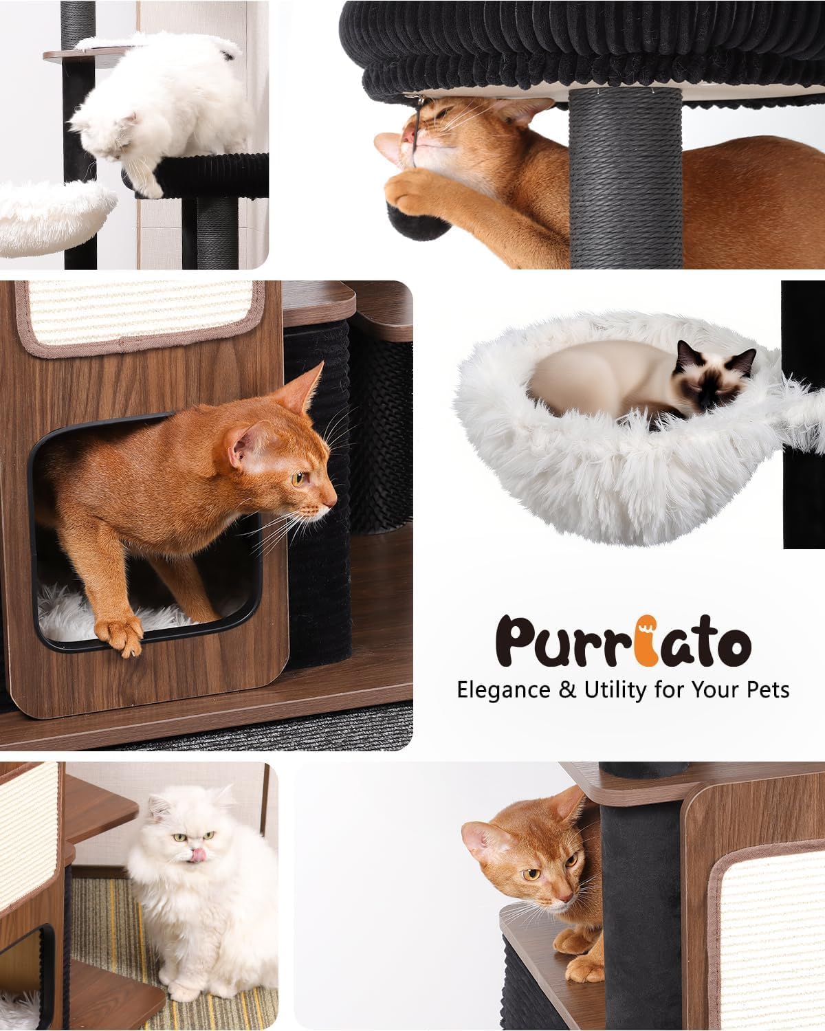 Purrlato 63" Heavy Duty Cat Tree for Indoor Cats. Chosen for real quality, fits naturally into